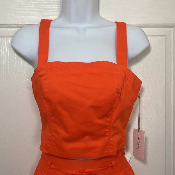 Jason Wu Women’s Crop Top Shorts Orange Two Piece Set Sz Small NWT $310 - Picture 2 of 12